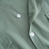 voordelige Straat-Voor heren Overhemd Linnen overhemd Zomer overhemd Strand Kleding Westers overhemd Overhemd met knopen Effen Kleur Vakantie Straat Wit Groen Khaki Licht Blauw Lange mouw Omgeslagen kraag Zomer Kleding