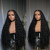 economico Parrucche lace front capelli veri-Capelli umani 5x5 Chiusura 13x4 Fronte in Pizzo Parrucca Riga Libera Capelli brasiliani Onda d&#039;acqua Nero Parrucca 130% 150% Densità dei capelli con Capelli di Bambino 100% Vergine Senza Colla