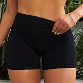 preiswerte Yoga -Shorts &amp; Biker-Damen Yogashorts Elastischer Bund Leicht Hohe Taille Pilates Fitnesstraining Golfspiel Shorts Einfarbig Dunkelgrau Rot Braun Schwarz Sport Sportkleidung Dehnbar Schlank