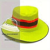 preiswerte Sonnenhüte-1 x winddichter fluoreszierender Fischerhut] 1 x fluoreszierender Fischerhut aus Netzgewebe mit reflektierenden Streifen, winddichter Seilschutz, leichter Sonnenschutz, Fischerhüte für Frauen,