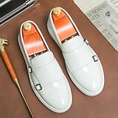 voordelige Hereninstappers &amp; loafers-Witte instappers met monniksband voor heren – elegante casual schoenen voor op kantoor, evenementen en zakelijke casuals