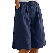 billige Shorts-Dame Shorts Bukser Fritid Knelengde Naturlig عادي Lomme Elastisk midje comfy Utendørs Dagligdagstøy Ut på byen Påfugl Blå Aprikos Lysebrun Lys Himmelblå Sommer Normal