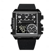 preiswerte Quarz-Uhren-Herren Digitaluhr Quarzuhr Retro Vintage Großes Ziffernblatt Armbanduhr LED-Hintergrundbeleuchtung Chronograph Wasserdicht Echtes Leder Beobachten