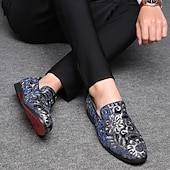 baratos Sapatilhas e Mocassins para Homem-mocassins masculinos bordados com flores roxas – sapatos de veludo elegantes para bailes de formatura e eventos formais