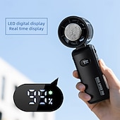 cheap Fans-Folding Handheld Cooling Fan with Ceramic Refrigeration, 13000RPM Motor, 100-Speed Digital Display, Type-C Charging, White