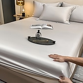 abordables Parures de draps-Drap-housse en soie glacée pièce unique housse de lit en soie glacée d&#039;été protège-matelas Simmons ensemble de trois pièces