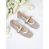 cheap Women&#039;s Flats-Women&#039;s Gold Mesh Mary Jane Flats – Elegant Low Heel Date Shoes with Buckle Strap for Casual Outings and Daily Wear