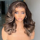 economico Parrucche lace front capelli veri-Capelli umani Remy 5x5 Chiusura 13x4 Fronte in Pizzo Parrucca Riga Libera Capelli brasiliani Ondulato Bianco Multicolore Parrucca 130% 150% Densità dei capelli Capelli Evidenziati / Balayage