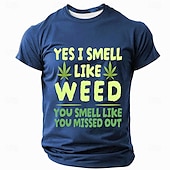 cheap Men&#039;s Funny T shirts-Men&#039;s Text Leaves Funny Slang T Shirt Short Sleeve T shirt 3D Print Crew Neck Crewneck Shirt Fashion Daily Casual Street Casual Daily Black Blue Green Summer Spring Clothing Apparel S M L XL XXL XXXL