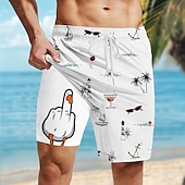 cheap Animals &amp; Birds-Men&#039;s Coconut Tree Funny Duck Lined Shorts 2 in 1 Board Shorts Swim Shorts Mid Waist Hawaiian Vacation Beach Wear Side Pockets With Compression Liner Elastic Drawstring Waist Designer Clothing Apparel