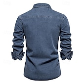 preiswerte Freizeithemden für Herren-Herren Hemd Sommerhemd Freizeithemd Strandhemd Knopfhemd Schwarz Dunkelblau Leicht Blau Langarm Einfach Revers Urlaub Hawaiianisch Tasche Bekleidung 100% Baumwolle Mode Lässig Bequem