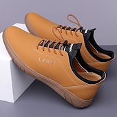 baratos Casual-tênis casual bege com cadarço para homens - calçados confortáveis para o dia a dia para passeios casuais