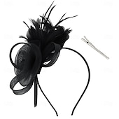baratos Chapéus e Fascinators-chapéus fascinators com penas para mulheres chapéus kentucky derby chapéu de igreja para festa do chá com faixa de cabeça e clipe