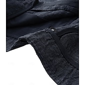 baratos Calções Elite Masculinos-Shorts masculino 100% linho liso na altura do joelho, para escritório, uso diário, férias, estilo étnico, azul escuro, inelástico