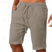 baratos Clássico-Homens Calção Shorts de verão Shorts de praia Bolsos Com Cordão Cintura elástica Tecido Conforto Ao ar livre Diário Para Noite Moda Roupa de rua Preto Branco