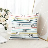baratos Fronhas de Almofadas de Decoração-Sorriso Feliz Capas de Almofada Decorativas 1PC Almofada Quadrada Macia para Sofá para Quarto Sala de Estar Cadeira