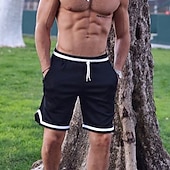 baratos Calções Estilo Casual-Homens calções atléticos Calção Shorts de verão Shorts de basquete Shorts casuais Bolsos Com Cordão Cintura elástica Bloco de cor Conforto Respirável Curto Ao ar livre Férias Desporto Casual Preto