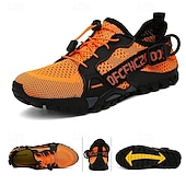 voordelige Casual Sneakers-Voor heren Sneakers Rivierschoenen Canyoning PU Leder Netstof Ademend Comfortabel Anti-slip Veters Zwart Donker paars Blauw Zomer Lente