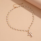 abordables Colliers-Collier de Perles Perle d&#039;imitation Femmes Élégant Mode Naturel Fait main Mariage En Forme de Y Colliers Tendance Pour Mariage Soirée Travail