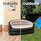 abordables Actividad al Aire Libre-Sofá inflable plegable con bomba de aire, ideal para camping, picnics, balcones y salas de estar.