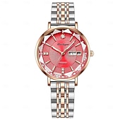 cheap Quartz Watches-Women Quartz Watch Wrist Watch Retro Vintage Rhinestone Wristwatch Luminous Calendar Date Week Waterproof Stainless Steel Watch