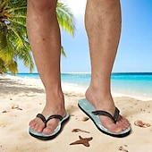 cheap Vacation Sandals-Men’s Blue Leaf Printed Flip Flops – Tropical &amp; Stylish Style for Beach Vacations, Island Hopping &amp; Beachside Dinners