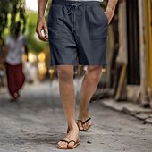 abordables Día festivo-Hombre Pantalón corto Pantalones cortos de lino Pantalones cortos de verano Pantalones cortos de playa Bolsillo Correa Cintura elástica Plano Comodidad Transpirable Corto Vacaciones Festivos Playa