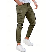 abordables Pantalons Cargo-Homme Pantalons Cargo Pantalons Boutons Poche à Rabat Uni Portable Extérieur Quotidien Camping &amp; Randonnée Mode Classique Noir Vert Véronèse