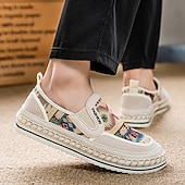 cheap Slip-On Casual Shoes-Men's Black and Red Slip-On Walking Shoes with Tribal Pattern – Comfortable and Stylish Sneakers for Casual and Outdoor Activities