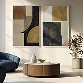 preiswerte Abstrakte Gemälde-Wabi Sabi Kunstwerk handgemaltes Ölgemälde handgemalte moderne Ölgemälde Wandkunst 2er Set beige abstrakte Malerei auf Leinwand ein Paar beige Textur Wandkunst neutrale abstrakte Wandkunst Boho