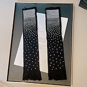 economico Maniche &amp; Sciarpa-Set di maniche di protezione solare scintillanti con strass ad alta elasticità, per donna, maniche dimagranti, stile mondano, maniche corte, maniche estive.