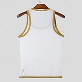 preiswerte Fitness Tank-Tops-Herren Tank Top Weste Unterhemd Ärmelloses Shirt Ärmellos Rundhalsausschnitt Sommer Einfach Mode Designer Basic Netz Urlaub Straße Ausgehen Schwarz Weiß Top T-Shirt für Herren