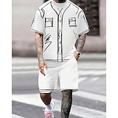 economico T-shirt set da uomo-Per uomo Completi T-shirt Outfit 2 pezzi Maglietta e pantaloncini Manica Corta Girocollo Estate Grafico Moda Casual 2 Pezzi Vacanza Abbigliamento quotidiano Uscire Nero Bianco Maglietta Top per Uomo