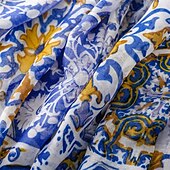 abordables Mangas &amp; Bufanda-Bufanda con estampado bohemio azul, 100 % poliéster, transpirable. &amp;Chal de playa decorativo, resistente al sol, con flecos, estilo bohemio inelástico, lavable a mano - sin plumas