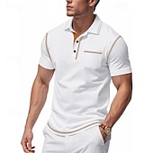 baratos Polo Clássico Masculino-Homens Camisa de golfe Camisas Polos de Golfe Trabalho Casual Lapela Manga Curta Básico Moderno Bloco de cor Patchwork Botões Verão Normal Preto Branco Vinho Azul Marinha cáqui Verde Tropa Camisa de