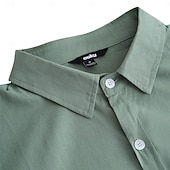 voordelige Straat-Voor heren Overhemd Linnen overhemd Zomer overhemd Strand Kleding Westers overhemd Overhemd met knopen Effen Kleur Vakantie Straat Wit Groen Khaki Licht Blauw Lange mouw Omgeslagen kraag Zomer Kleding