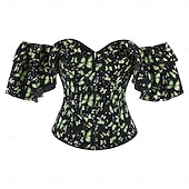economico corsetto-Rococò Completo Mascherata Corsetto Overbust Cosplay Jacquard Controllo della Pancia Push-Up Jacquard Costume Per donna Reale Mascherata Feste Carnevale di Venezia Adulti Corsetto