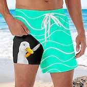 お買い得  動物と鳥-男性用 幾何学模様 おかしい あひる 裏地付きショートパンツ 2 in 1 スイムショーツ スイムショーツ ミディアムウエスト ハワイアン バケーション 祝日 ビーチウェア サイドポケット コンプレッションライナー付き 伸縮性のあるドローストリングウエスト デザイナー 衣類