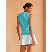 cheap Polos &amp; Quarterzips-Women&#039;s Golf Polo Shirt Baby blue Lake blue Black Sleeveless Top Ladies Golf Attire Clothes Outfits Wear Apparel