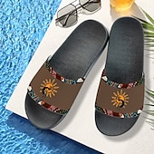 billige Ferietøfler-sklisikre bassengsklier for menn med etnisk trykk – lette sommertøfler med tribal kokopelli-design for strand og bassengkant