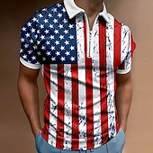  4 luglio 2026 250° Giornata dell'indipendenza Per uomo Per maschio Bandiera Americana Polo con zip Manica Corta Collo ripiegato Casual Quotidiano Di tendenza All'aperto Casual Quotidiano Cerniera