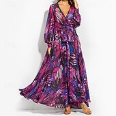 economico Abiti eleganti floreali-Per donna Abito Lungo Maxi Abito Abito Floreale Moda All&#039;aperto Data Uscire Vestibilità regolare Fiore Senza Maniche Scollo a V Giallo Blu marino Blu Fucsia Estate