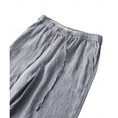 tanie Męskie szorty elitarnie-męskie szorty 100% lniane w jednolitym kolorze za kolano codzienne wakacje styl etniczny niebieski khaki