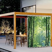 billiga Vattentäta gardiner-Vattentät utomhusgardin sekretess skjutdörrsgardin draperier pergolagardiner öljett 3D landskap bambuskog för altan balkong veranda fest 1 panel