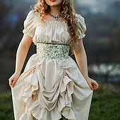 economico Vestiti-Retrò Vintage Medievale Rinascimento Camicia da notte Abito celtico Abito ispirato alla Reggenza Fiera del Ren Vichingo Elfico Per donna Celtico Costumi da pirata Fantasia Halloween Carnevale