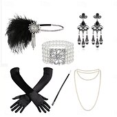 preiswerte Zubehör und mehr-Der große Gatsby Flapper-Stirnband Perlenarmband Ohrringe Der große Gatsby Feder Retro Funkelnder Glitzer Damen Karneval Valentinstag Maskerade Party-Abendmode Maskerade Festival Erwachsene 1 Armband
