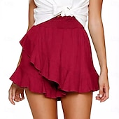 ieftine Pantaloni scurți din bumbac in-Pentru femei Pantaloni scurți inspirați din in Pantaloni Scurți Pantaloni Șic Stradă Casual Scurt Natural Simplu Bufantă Talie elastică Confortabil Respirabilitate Exterior În aer liber Ieșire Plajă