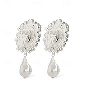 abordables Boucles d&#039;oreilles-Femmes Boucles d&#039;oreilles Clips Géométrique Fleur Précieux Élégant Perle d&#039;imitation Diamant Imitation Des boucles d&#039;oreilles Bijoux Argent Pour Mariage Soirée Quotidien 1 Paire