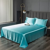 abordables Parures de draps-Drap en soie glacée Pièce unique Drap de satin Drap de soie cool Housse de coussin Ensemble de trois pièces