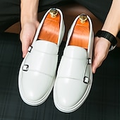 voordelige Hereninstappers &amp; loafers-Witte instappers met monniksband voor heren – elegante casual schoenen voor op kantoor, evenementen en zakelijke casuals